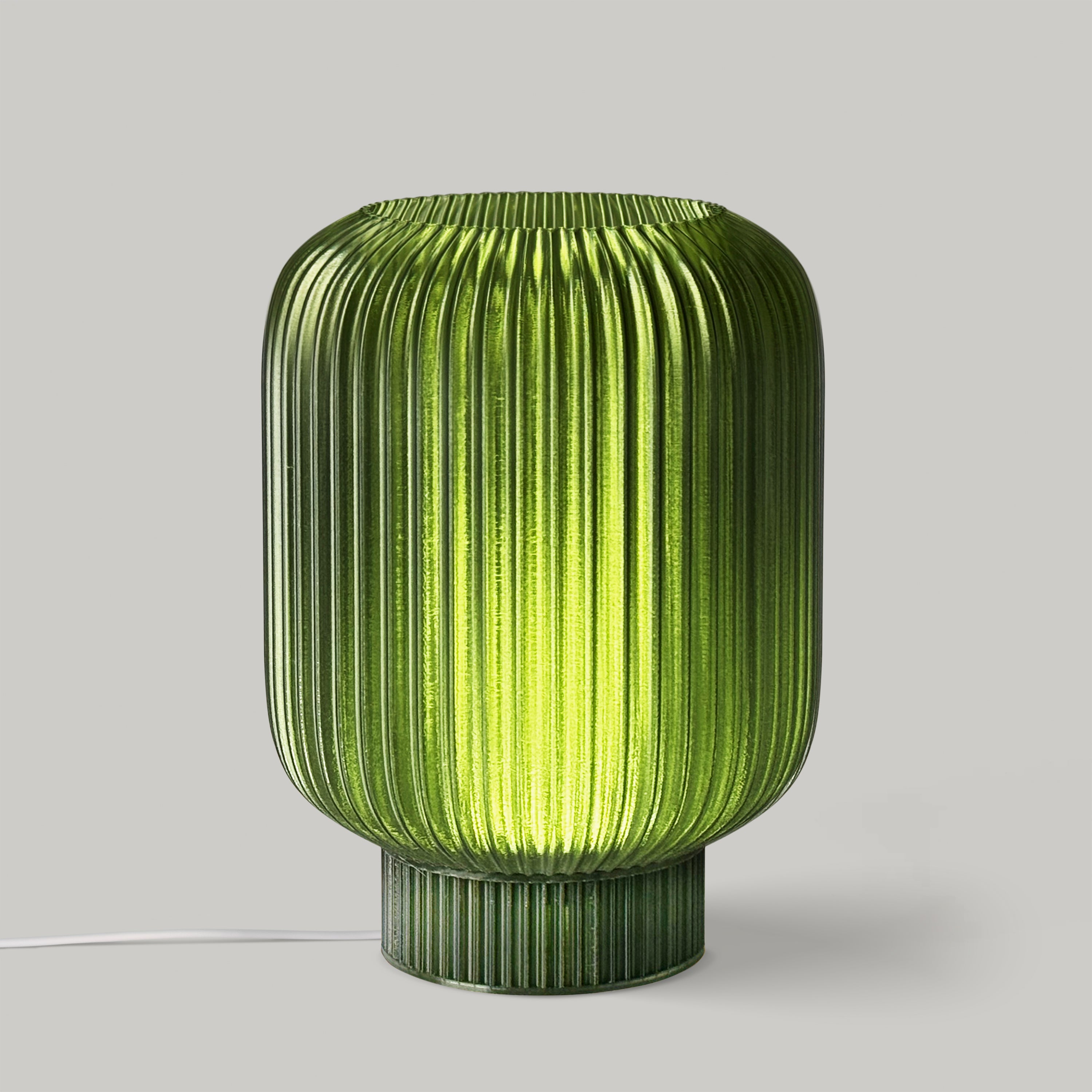 Harmony Table Lamp – Green Ribbed Design, Dimmable LED, Eco-Friendly