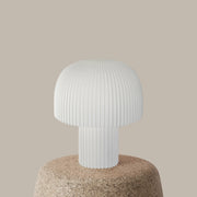 Modern Ribbed Mushroom Table Lamp – Dimmable LED, Handcrafted in LA